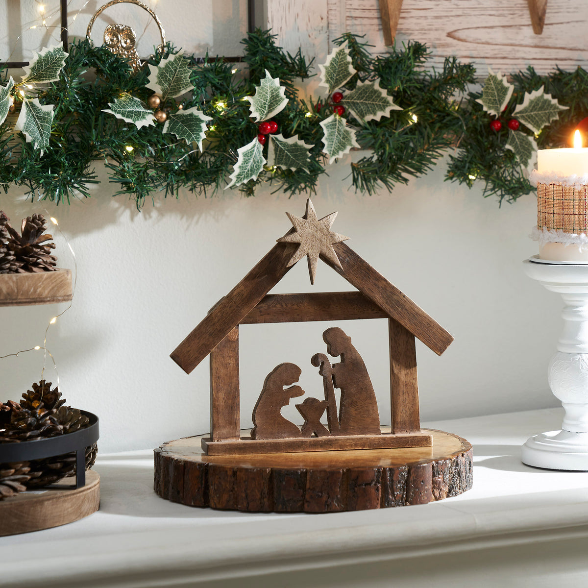 A Savior is Born Wooden Nativity Scene 8.5x1.5x10