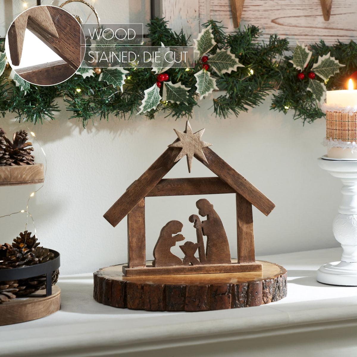 A Savior is Born Wooden Nativity Scene 8.5x1.5x10