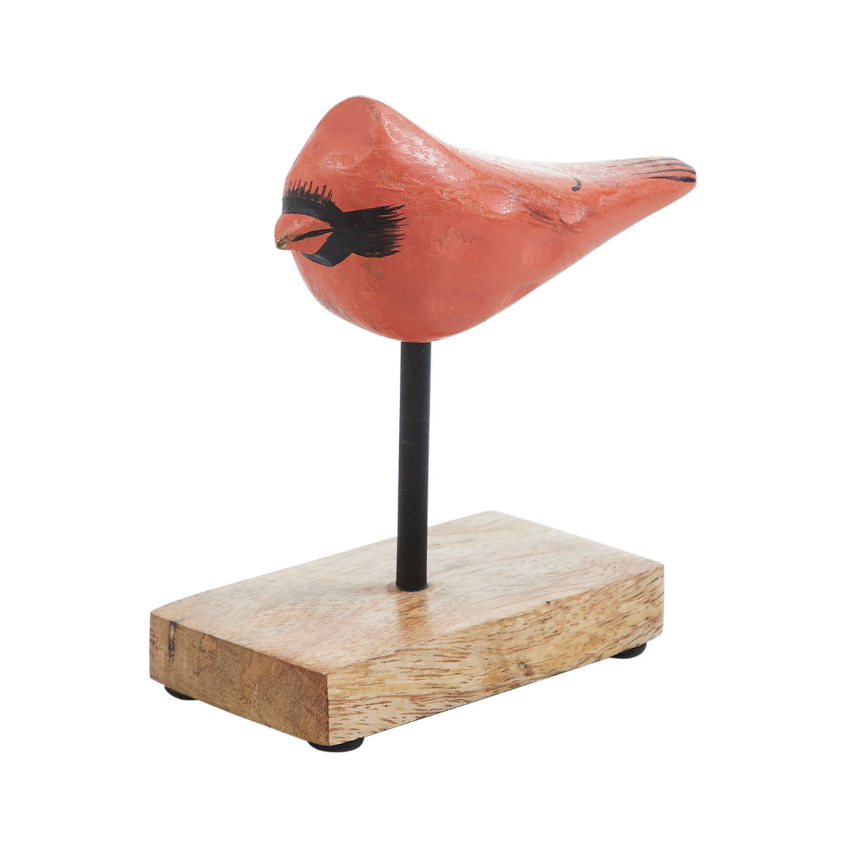 In Flight Natural Wooden Cardinal on Metal Stand 5x5x2