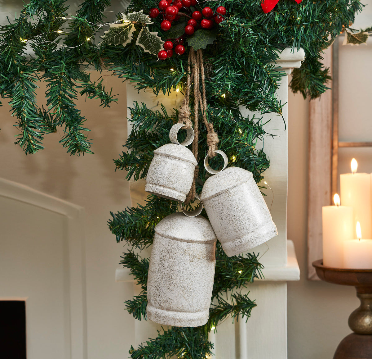 White Washed Gold Glitter Metal Bell Set of 3 - 4.5/5.75/7.5 inch