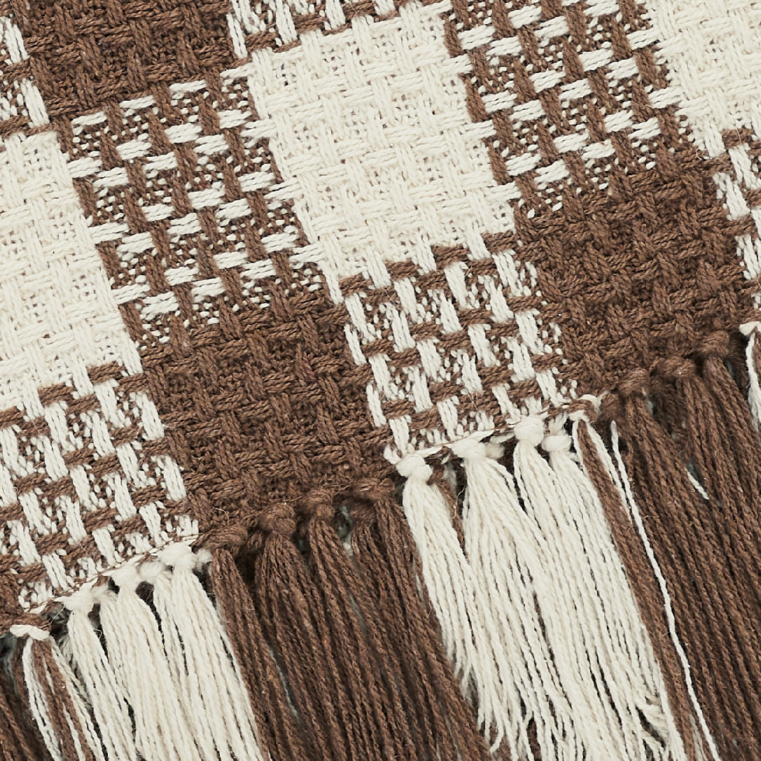 Woven Check Recycled Cotton Throw Blanket Basket Weave 50x60