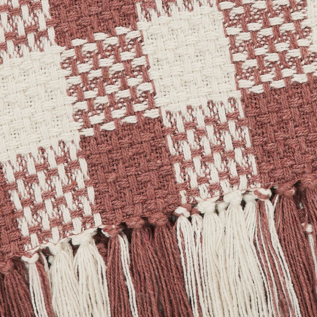 Woven Check Recycled Cotton Throw Blanket Basket Weave 50x60