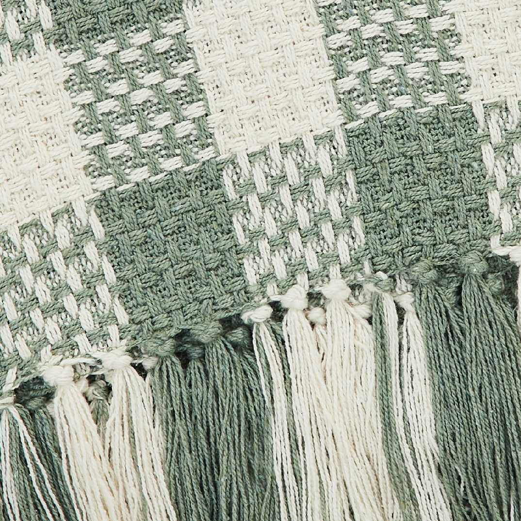 Woven Check Recycled Cotton Throw Blanket Basket Weave 50x60