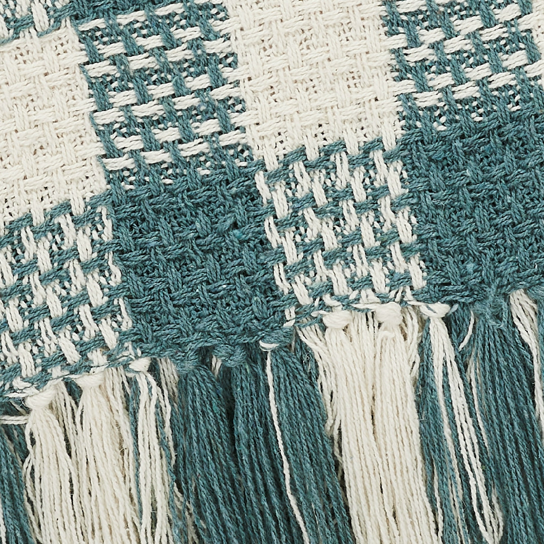 Woven Check Recycled Cotton Throw Blanket Basket Weave 50x60