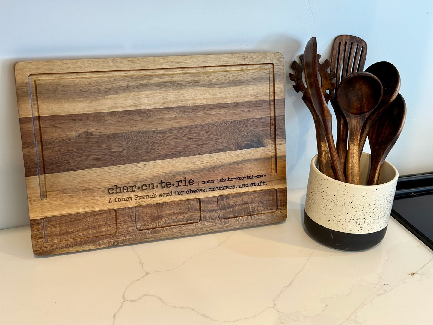 Charcuterie | Cutting Board 3 - Compartment | Cheese Board - Seeds & Sawdust