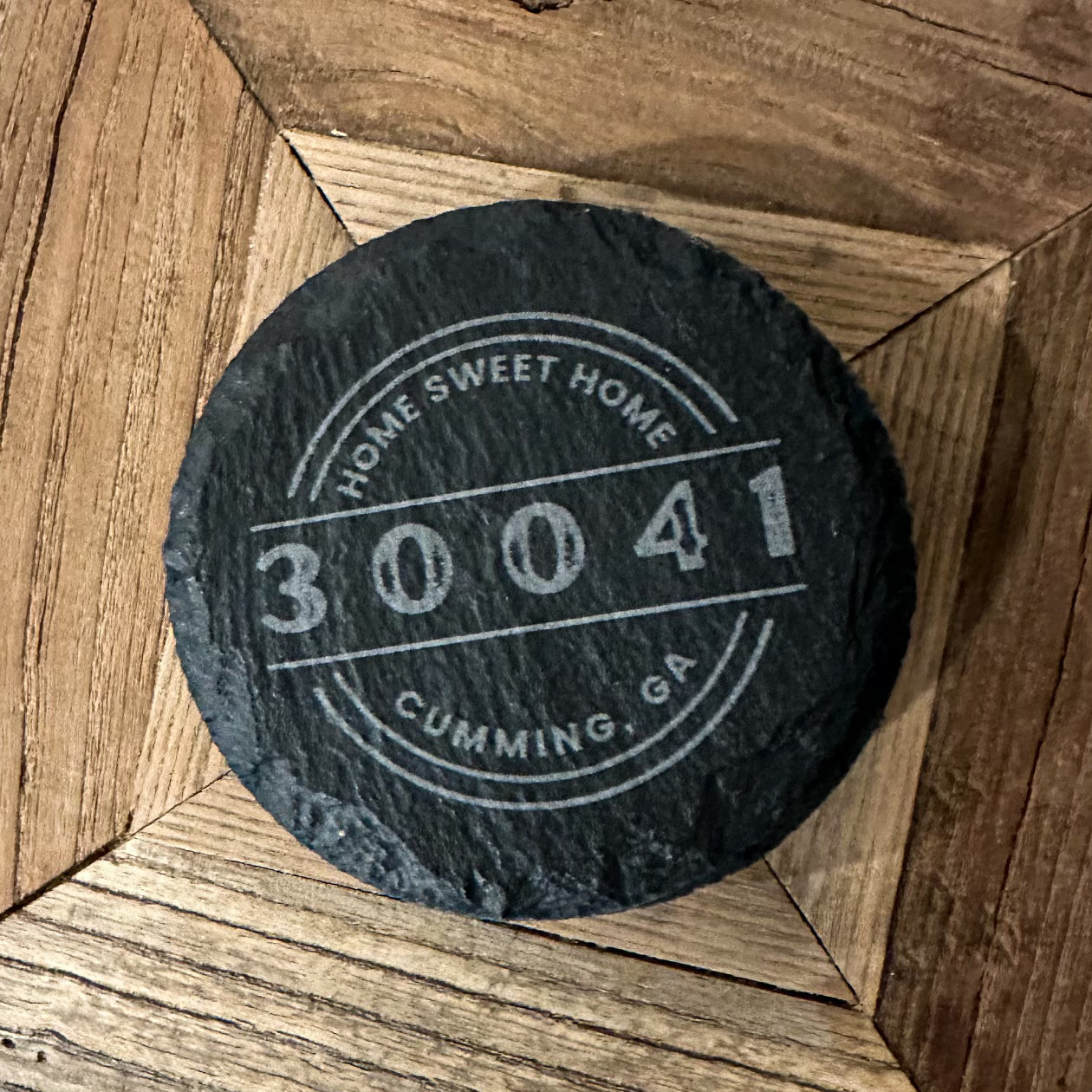 Custom Slate Coaster Set of 4 – City & Zip Code | Round or Square