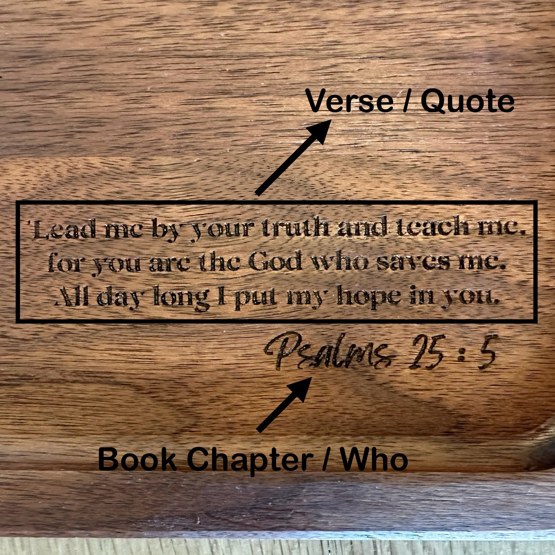Wooden Catchall Tray, Laser Engraved Message/Verse - Seeds & Sawdust