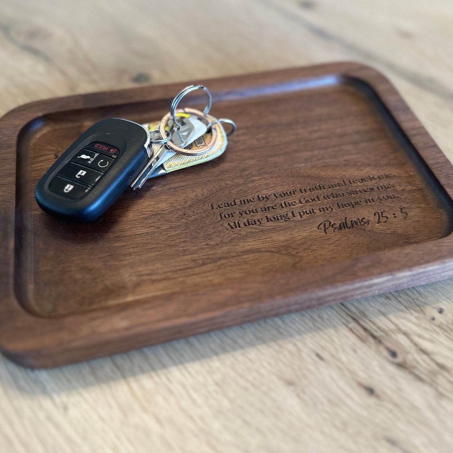 Wooden Catchall Tray, Laser Engraved Message/Verse - Seeds & Sawdust