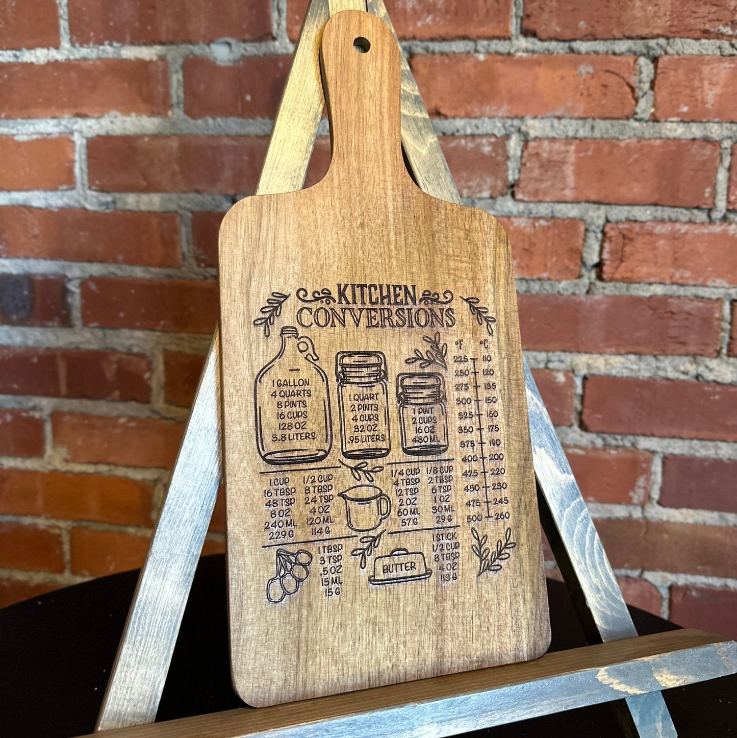 Wooden Cutting Board (15”x7”) | Kitchen Decor | Kitchen Conversion Chart | Cheese Board - Seeds & Sawdust