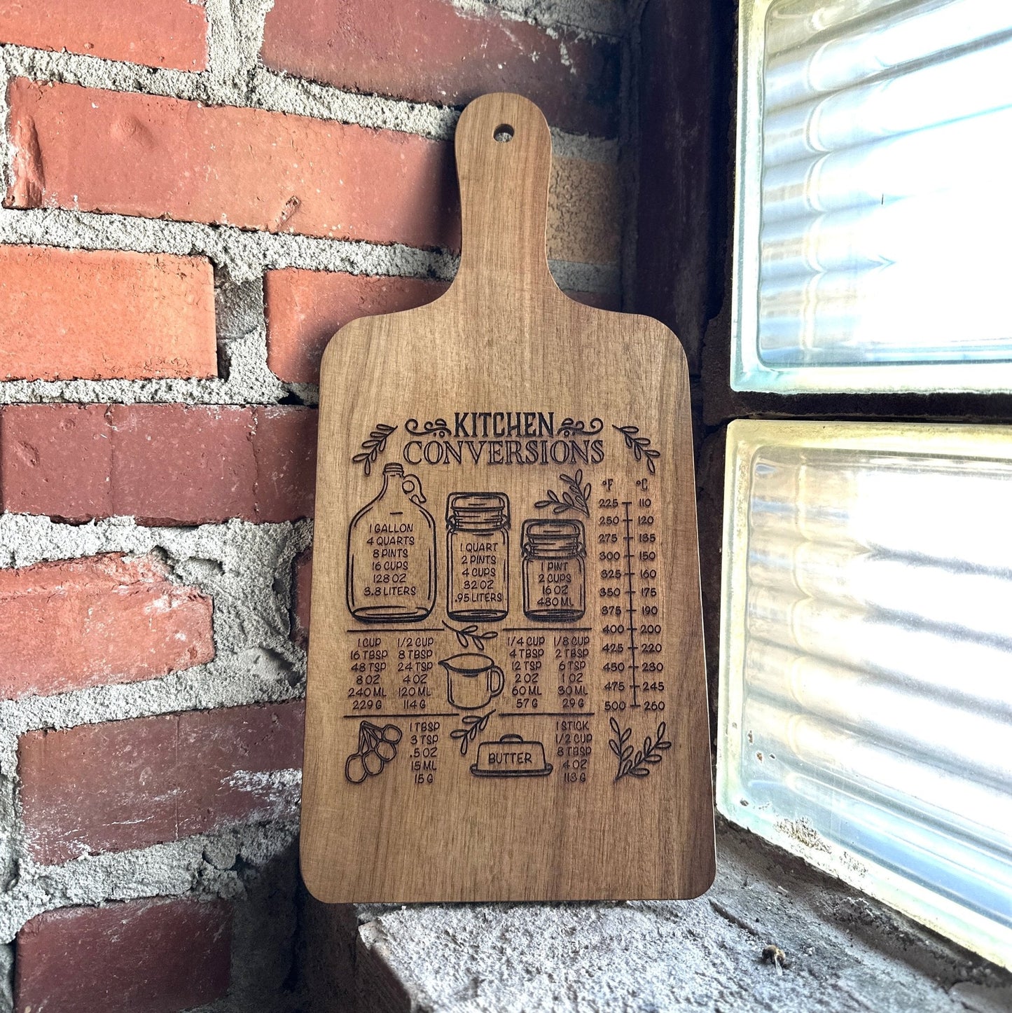 Wooden Cutting Board (15”x7”) | Kitchen Decor | Kitchen Conversion Chart | Cheese Board - Seeds & Sawdust